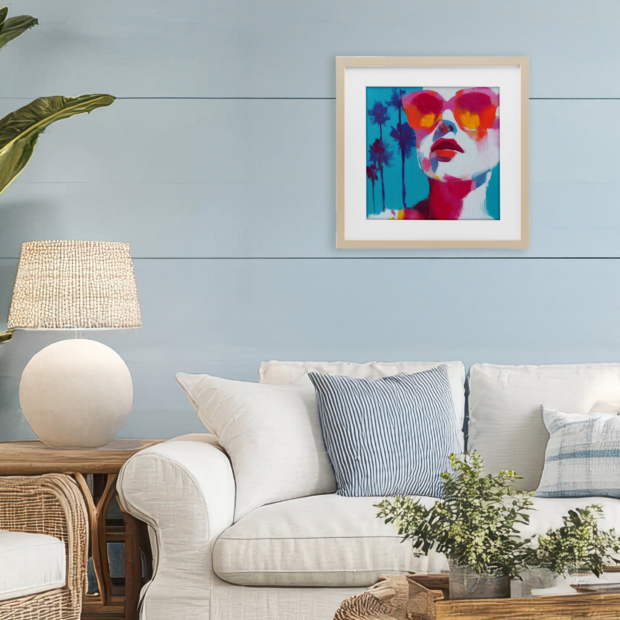 Stupell Industries Expressive Palm Tree Gaze Birch Framed Print Under Glass, design by Chromatic Storm Studio