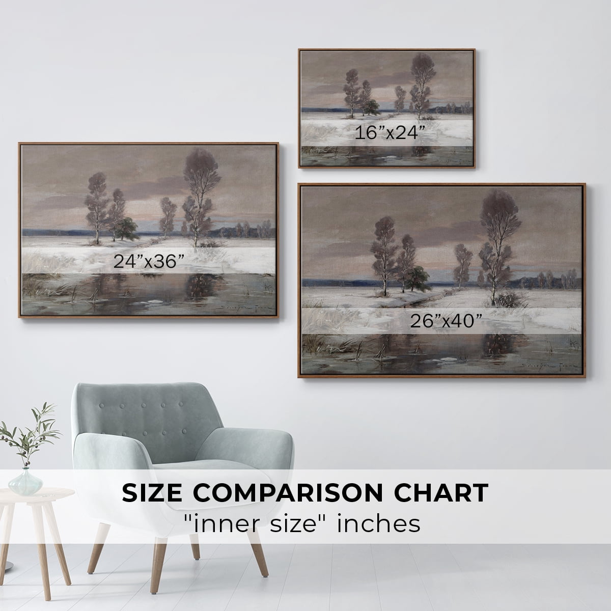 Vintage Landscape-CCCLXXVIII By Wexford Home Framed in Walnut Wood Gallery Wrapped Canvas 25 in. x 37 in.