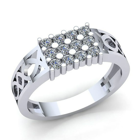 Natural 1.5ct Round Cut Diamond Mens Cluster Engagement Anniversary Ring Solid 14K Rose, White or Yellow Gold GH SI1