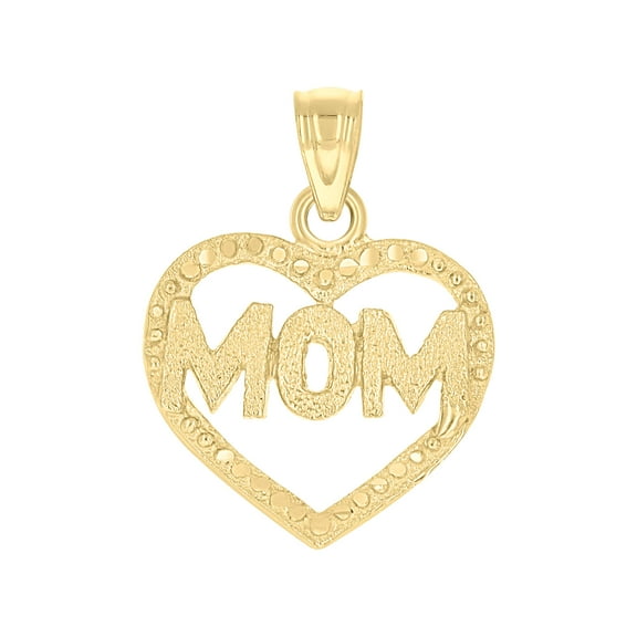 10kt Real Yellow Gold Diamond-Cut Womens Mom Heart Charm Pendant
