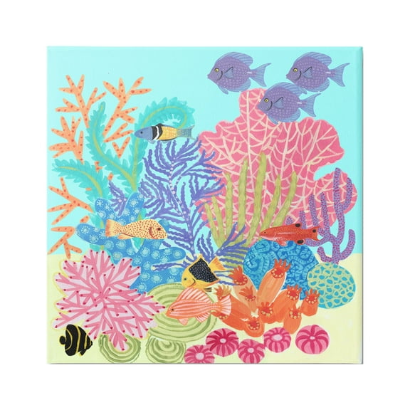 Stupell Industries Bold Coral Reef Underwater Patterned Fish Shapes Graphic Art Gallery Wrapped Canvas Print Wall Art, Design by unknown