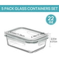 thumbnail image 2 of 5Pack 22oz Glass Storage Containers with Lids, Glass Meal Prep Food Container Sets with Snap Airtight Lids for Microwave, Oven, Freezer and Dishwasher, 2 of 6