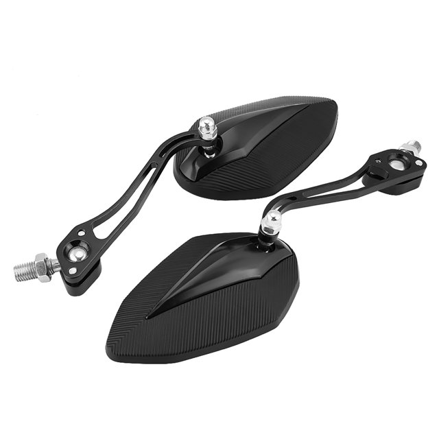 Pair 8mm 10mm Motorcycle Rearview Mirrors Aluminum Alloy Arm, Ultra Clear Vision, Paint Finish Shell, Universal Fit