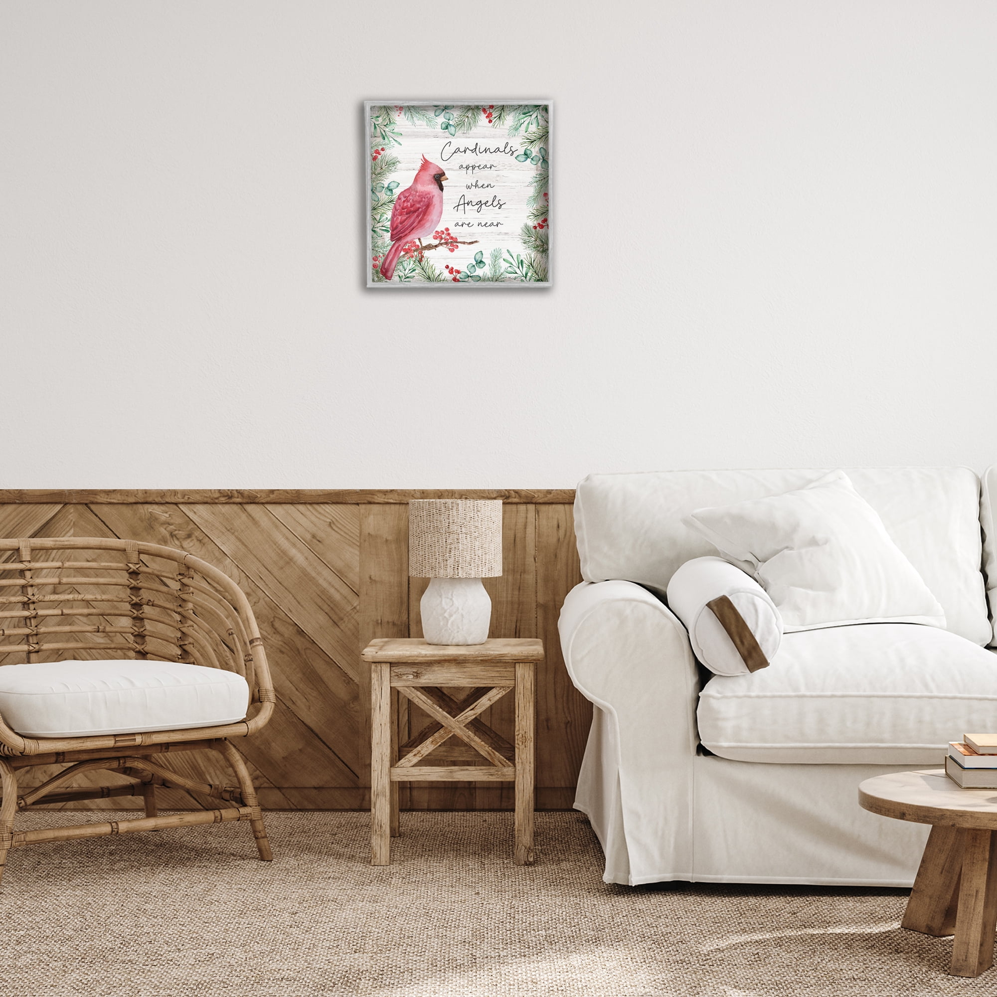 Stupell Industries Cardinals & Angels Phrase Animals & Insects Painting Gray Framed Art Print Wall Art, 17 x 17