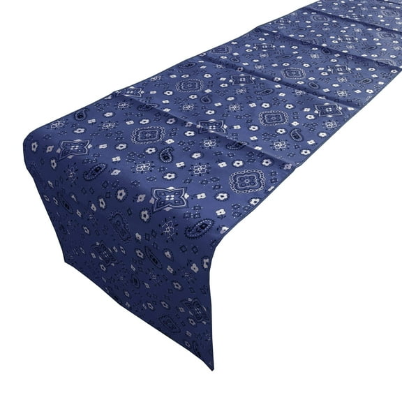 Cotton Print Table Runner Paisley Bandanna Navy Blue