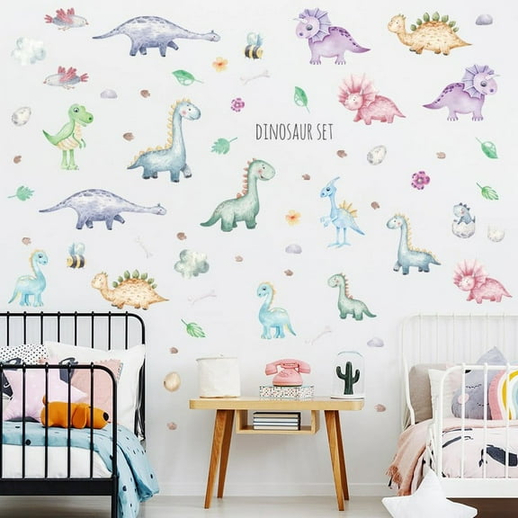 Wall Sticker Watercolour Wall Decoration Dinosaur Small Animal Removable