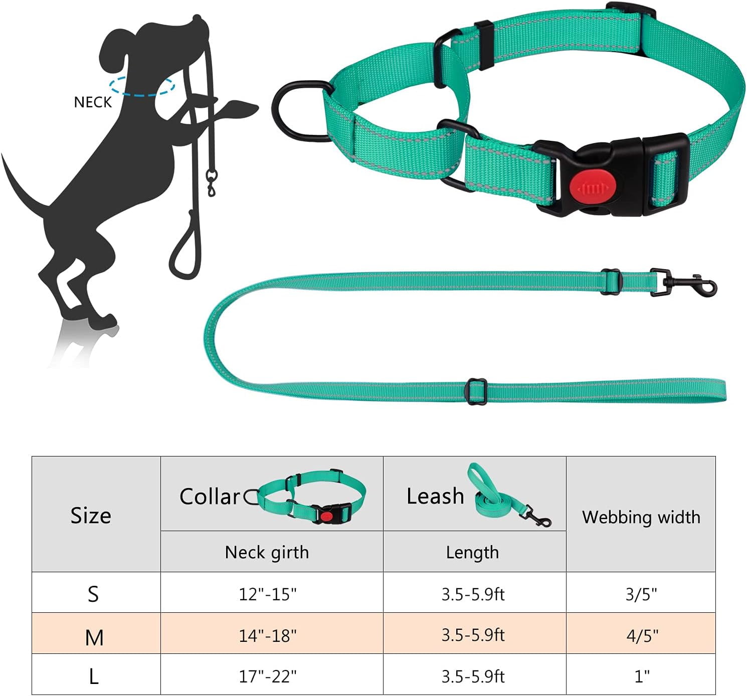 Solennerer Dog Collar Dog Leash Sets Heavy Duty Pet Leash Lead Rope for Small Medium Large Dogs Walking Running Training