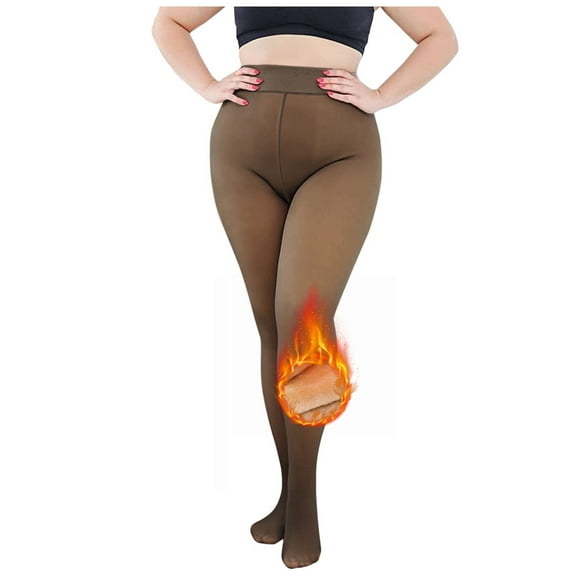 Dyfzdhu Winter Tights For Women 380G Warm Lined Thickened Pantyhose Comfortable Plus Size Thermal Leggings
