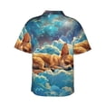 thumbnail image 3 of Daiia Artistic Starry Sky Cloud Dog Hawaiian Shirt for Men Gentle Cotton Regular Short Sleeve Casual-Medium, 3 of 9