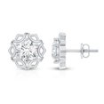 thumbnail image 3 of Rosec Jewels Lab Grown Diamond Studs - Vintage Style 2 Carat Diamond Earrings with Screw Back (6 mm, EF-VS Quality), 18K White Gold, 3 of 6