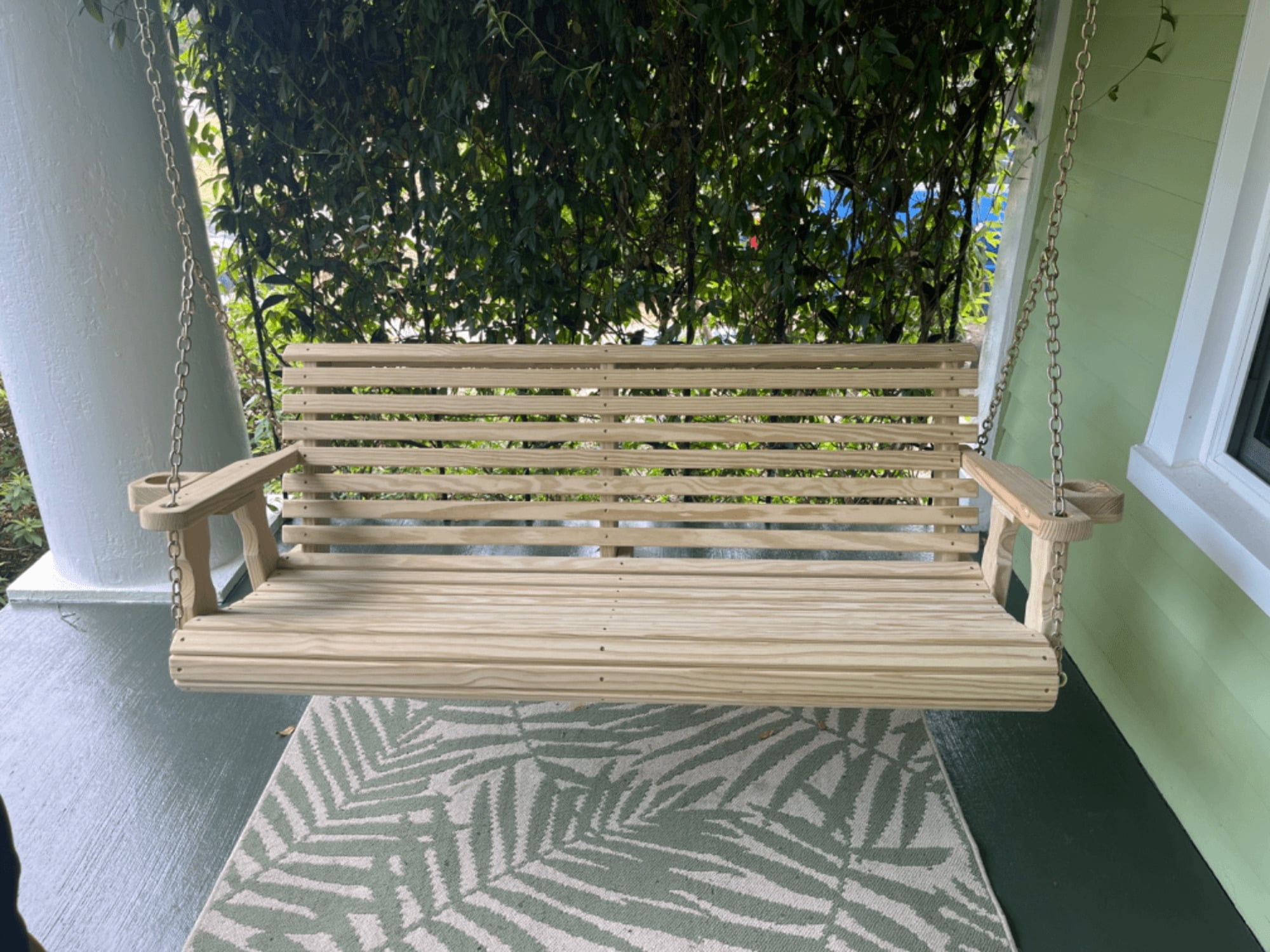 Amish Casual 5 Foot Roll Back Porch Swing with Cup Holders