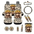 thumbnail image 2 of XYZCANDO Spotted Highland Cow Car Seat Cover Keychain Lipstick Cover Center Mirror Cover Car Trash Can Coasters Steering Wheel Cover Seat Belt Cover Universal Car Accessories Decoration, 2 of 5