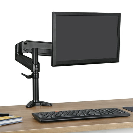 Zeny Full Motion Single VESA Computer Monitor Desk Stand Riser with Adjustable Tilt, Swivel, Rotation | Holds One 15