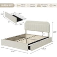 thumbnail image 2 of Bingirl Stylish and Durable Beige Queen Bed Frame: Boucle Upholstered with Storage Headboard, 2 Drawers, Built - in Bookcase, No Box Spring, Easy Assembly, 2 of 7