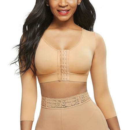 

Carolilly Women Daily Underwear Long Sleeves Front Entry Push-Up Sports Bra