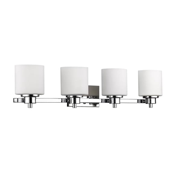 33 in. Lighting Solbi Contemporary 4 Light Chrome Bath Vanity Wall Fixture White Alabaster Glass - Chrome