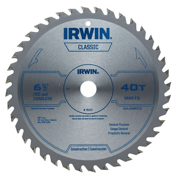 Irwin 6-1/2 Dia. x 5/8 in. Carbide Classic Circular Saw Blade 40 teeth