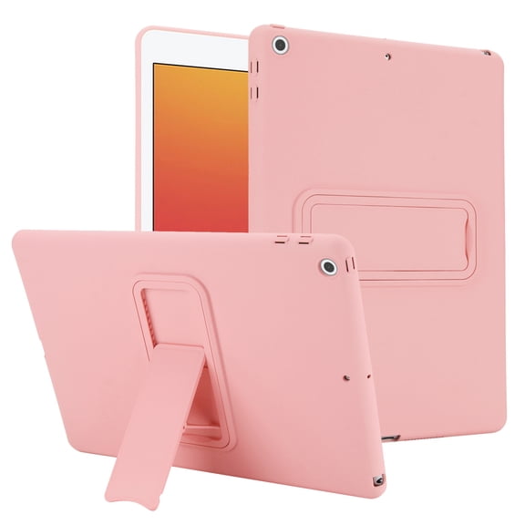 ELEHOLD Protective Case for iPad 9th/8th/7th Generation, 10.2 inch, Shockproof Slim Foldable Kickstand TPU Hard PC Protective Case Cover with Cleaning Cloth & Stylus,Pink
