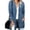 A Blue, variant on Women V Neck Long Sleeve Full Cable Twist Chunky Knit Wood Button Dual Side Patch Pockets Mid Length Oversized Loose Cardigan A Blue 2XL