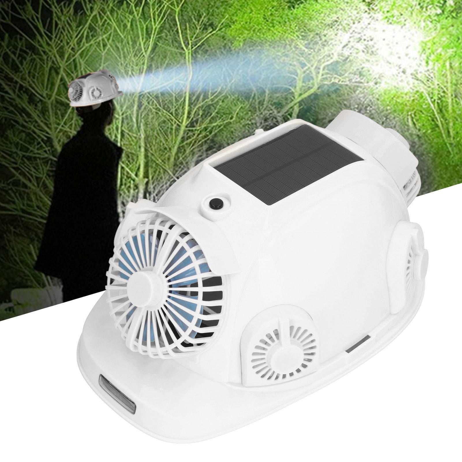 Yajisi Solar Smart 6-Fan Bluetooth Safety Helmet Construction Hard Hat AI Voice Dual-Air Cooling Night Headlamp 1 Pack