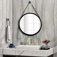 thumbnail image 6 of Round Wall Mirror- Circle 15 Inch Mirror Bamboo Frame with Adjustable Hanging Leather Strap for Bedroom Bathroom Living Room Entryway Vanity, 6 of 7
