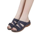 thumbnail image 5 of Arch Support Sandals Women's Summer Shoes Sandals for Women Wedge Shoes Slip On Dressy Sandal Summer Comfortable Casual Slides Sandals Lightweight Memory Foam Walking Platform Blue 9, 5 of 5