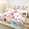 thumbnail image 3 of Feelyou Kawaii Fairy Elf Queen Sheet Sets, Pink Princess Castle Flat Sheet, Dreamy Butterfly Flower Queen Fitted Sheet, Luxury Bedroom Decor, 4-Piece, 3 of 7