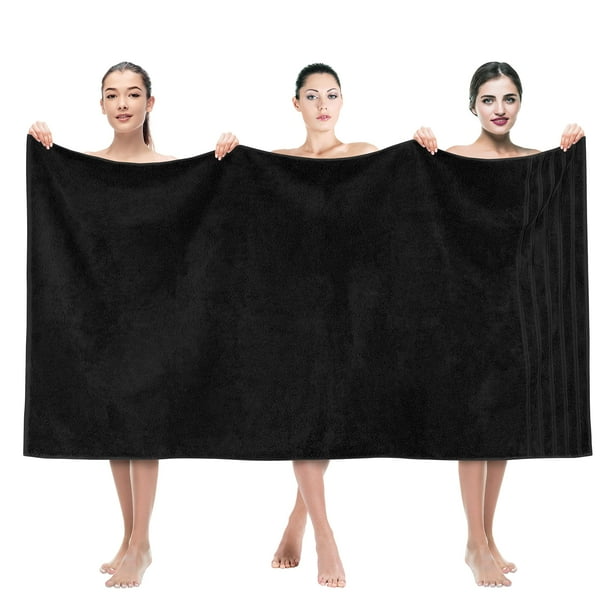 Toalla de baño American Soft Linen 100% algodón, 35 x 70 cm, color negro