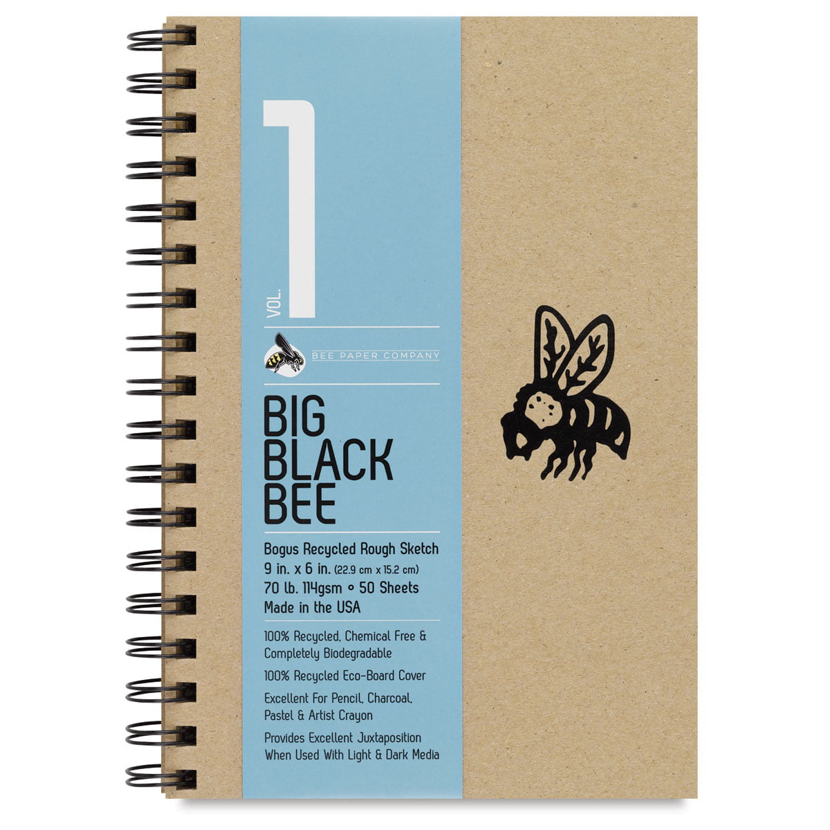 Black Sketchbook: 8x10, unlined paper by Busy Bee Books, Hardcover