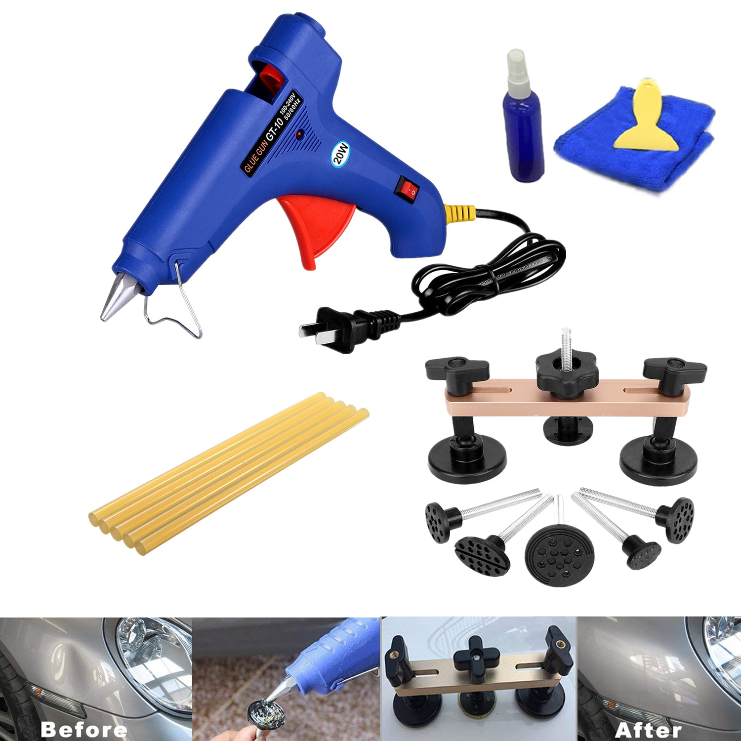 110-240V 40W Paintless Puller Hammer Repair Dent Hail Removal Glue Gun Tool V4K1