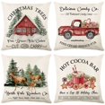 thumbnail image 2 of Funda de almohada de lino con diseño de Feliz Navidad, 45 x 45 cm, decoración navideña de invierno para el hogar, funda de cojín con diseño de árbol y ciervo para sofá, 2 of 5
