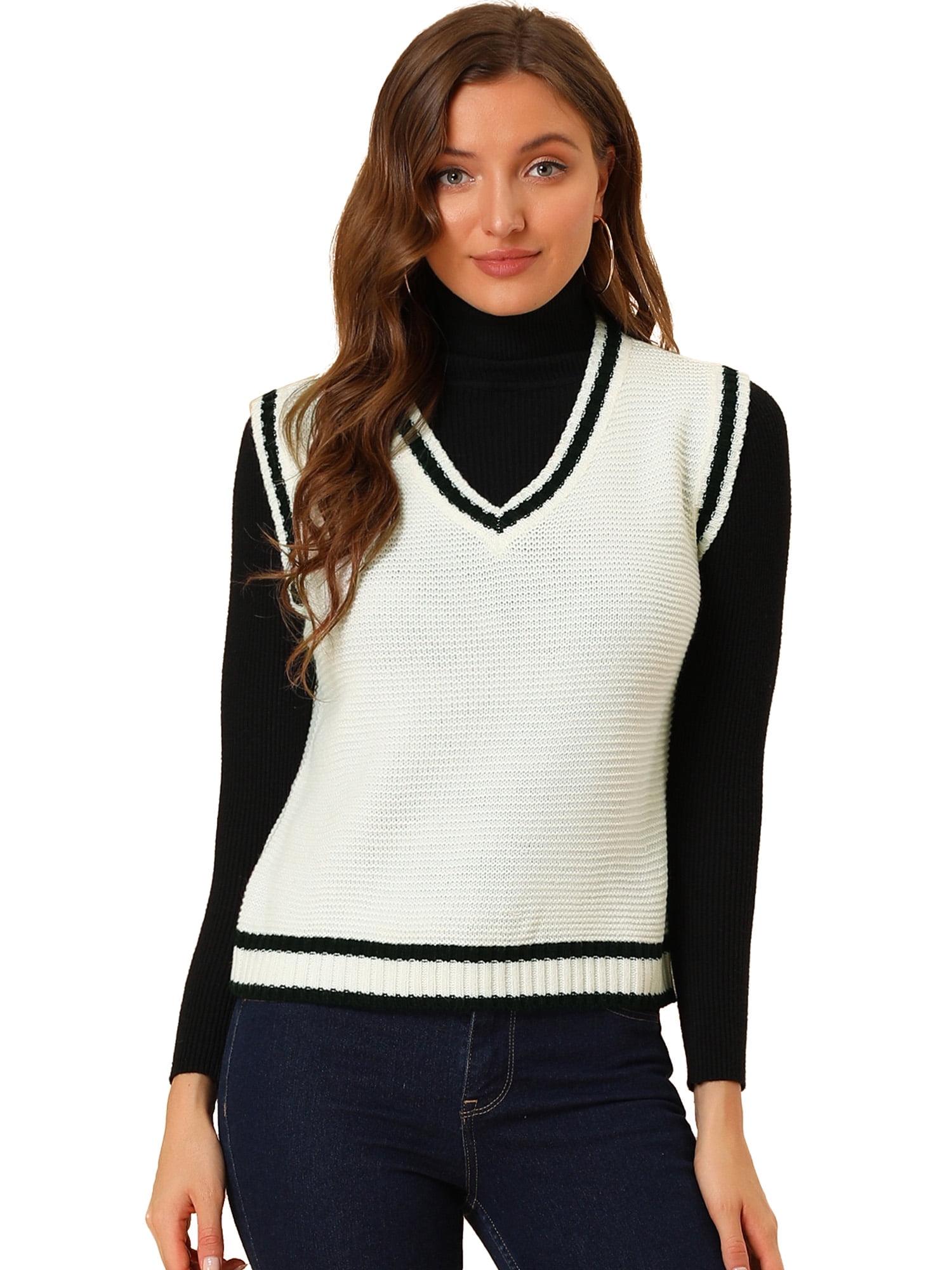 Allegra K Women's V Neck Sweater Vest 