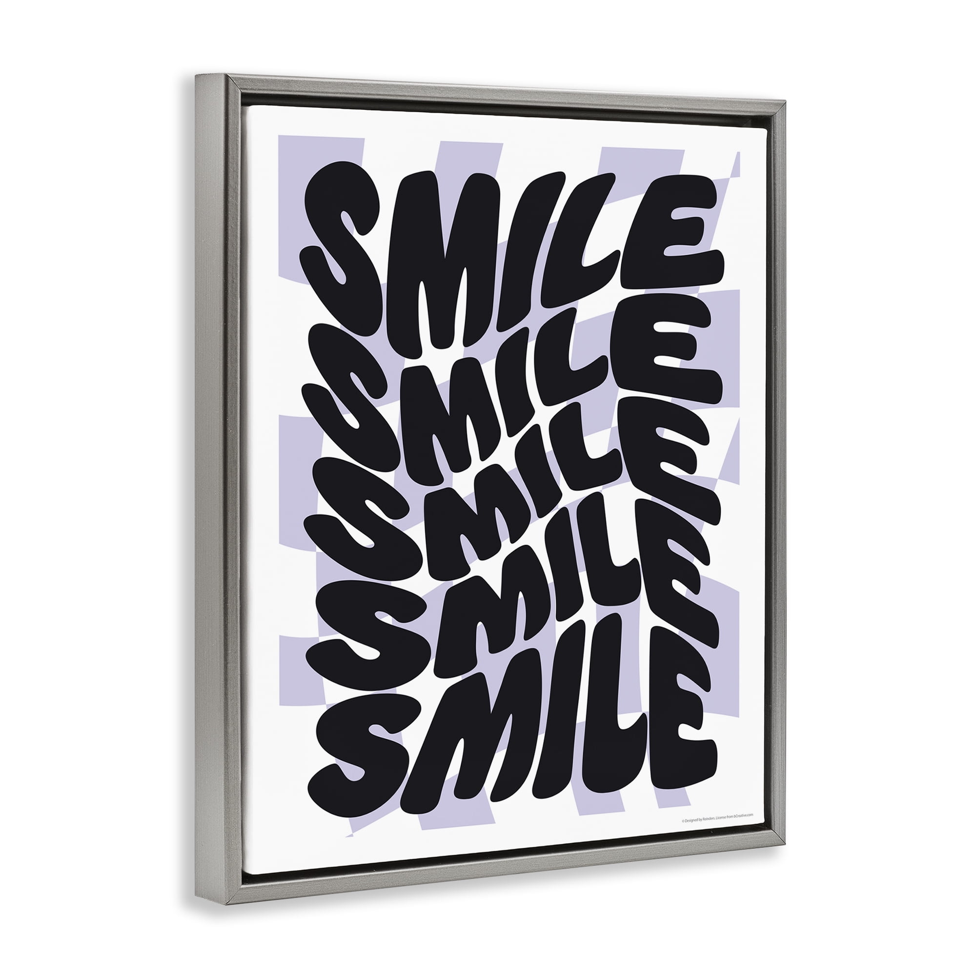 Stupell Industries Wavy Smile Typography Text & Numbers Painting Gray Floater Framed Canvas Art Print Wall Art, 17 x 21