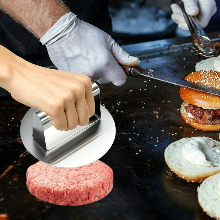 Burger Presses Stainless Steel Baking Tools Smooth Manual Meat Smasher Meat  Steak Press for BBQ Sandwich