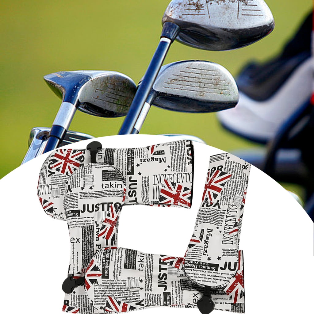 BQBQERT 4Pcs Flags Pattern Wood Headcover PU Leather Golfs Club Head Cover Replacement Driver Headcover
