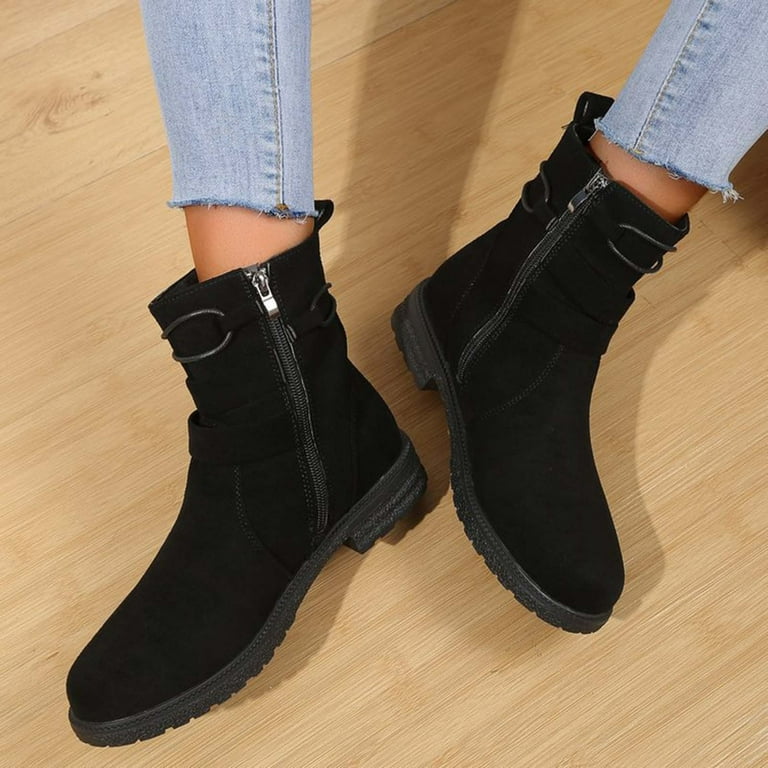 Lovskoo 2024 Ankle Boots for Women Faux Suede Wedding Dress Shoes Round Toe Wedge Low Heel Metal Leather Belt Buckle Side Zipper Short Booties Black - Walmart.com Lovskoo 2024 Ankle Boots for Women Faux Suede Wedding Dress Shoes Round Toe Wedge Low Heel Metal Leather Belt Buckle Side Zipper Short Booties Black - Walmart.com