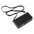 thumbnail image 3 of Quilted Wallet Phone Case with Strap & Stand for iPhone 15 Plus Zippered Card Holder Black, 3 of 6
