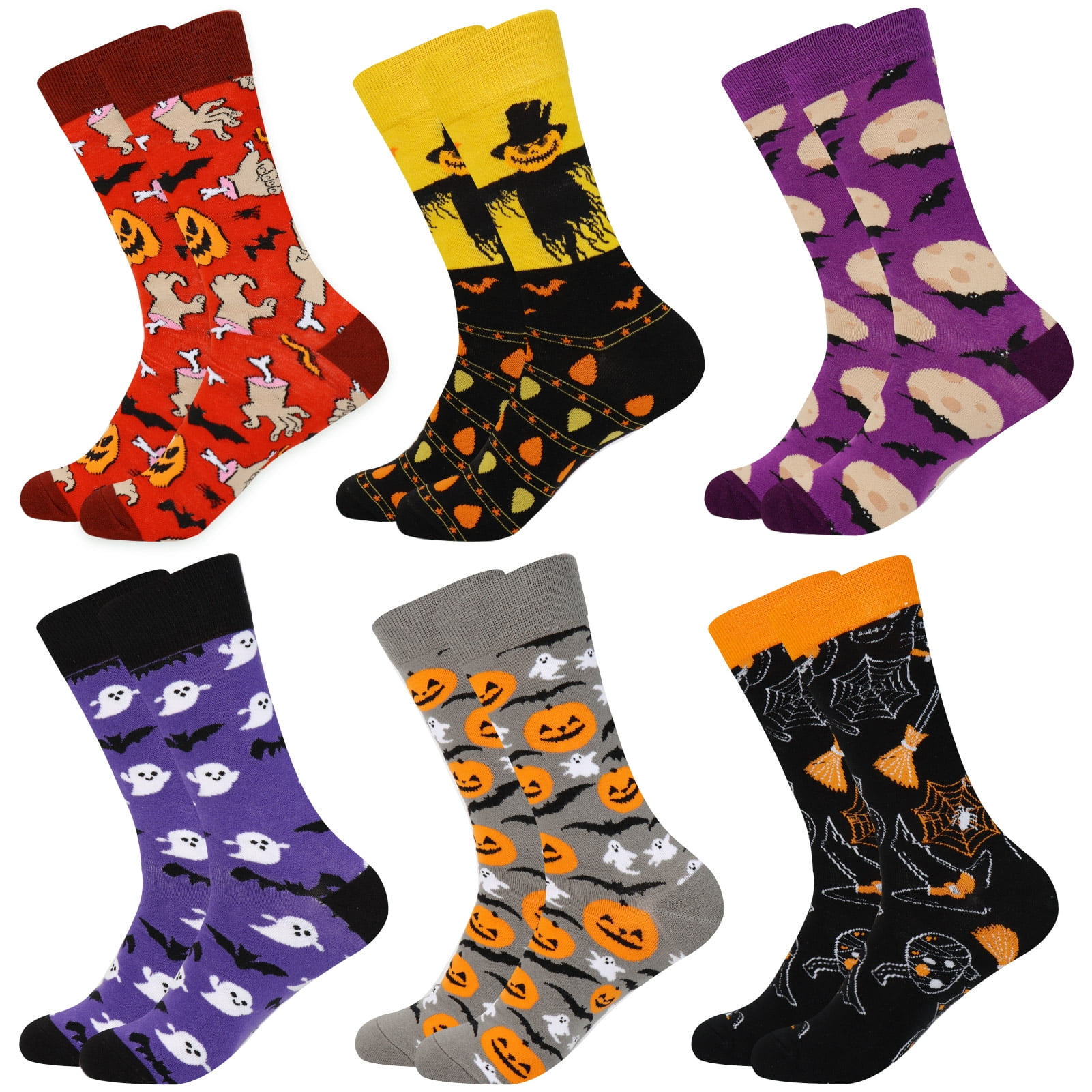 Halloween Socks Men, Funny Crew Novelty Dress Socks 6 Pairs - Walmart.com