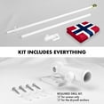 thumbnail image 2 of G128 Combo Pack: 6 Feet Tangle Free Spinning Flagpole (White) Norway Norwegian Flag 3x5 ft Printed 150D Brass Grommets (Flag Included) Aluminum Flag Pole, 2 of 9