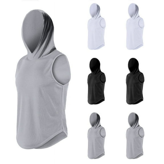 APEXFWDT Men's Workout Tank Tops Sleeveless Running Shirts Hoodie Gym Hoodie for Men Muscle Hooded Tank Tops Bodybuilding Athletic Tshirt