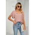 thumbnail image 5 of XCHQRTI Ruffled Short Sleeve Shirt Womens Vneck Tie Blouse Shirts 2024 Tunic Casual Tops, 5 of 8