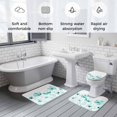 thumbnail image 5 of Blue Aqua Flower Bath Mat 3 Piece Bathroom Rug Set, White Floral Plant Herb Botanical Non Slip Bath Rug Contour Mat and Toilet Lid Cover, Absorbent Shower Mats Soft Bath Rugs and Mats Sets, 5 of 8