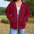 thumbnail image 7 of Fmbrln Womens Trendy Full Zip Up Hoodie Fall Winter Fashion Long Sleeve Solid Hoodies Jackets Loose Comfy Sweatshirts Coat with Pockets, 7 of 7