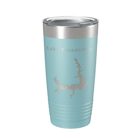 

Lake Thunderbird Map Tumbler Travel Mug Insulated Laser Engraved Coffee Cup Oklahoma 20 oz Light Blue
