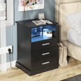 thumbnail image 2 of Veanerwood Nightstand Set of 2, Black Nightstand with Charging Station and Lights, Modern Side Table, for Bedroom Living Room, 2 of 7