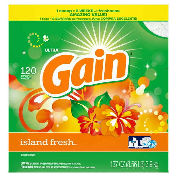 Gain Powder Laundry Detergent for Regular and HE Washers, Island Fresh