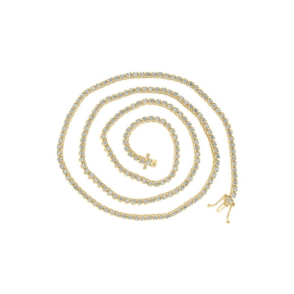 10kt Yellow Gold Mens Round Diamond 20-inch Tennis Chain Necklace 3-5/8 Cttw