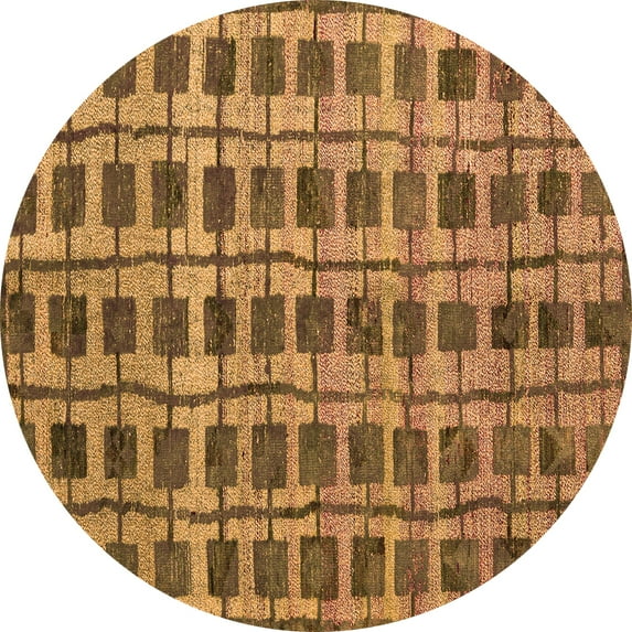 Ahgly Company Indoor Round Abstract Orange Modern Area Rugs, 8' Round