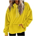thumbnail image 2 of GuzomFashion Womens Yellow Oversized Plush Hoodie 100% Polyester - Soft Warm, Kangaroo Pocket, White Drawstrings, Relaxed Cuffs for Cooler Days & Daily Wear, Sizes S-XXL,Size L, 2 of 5