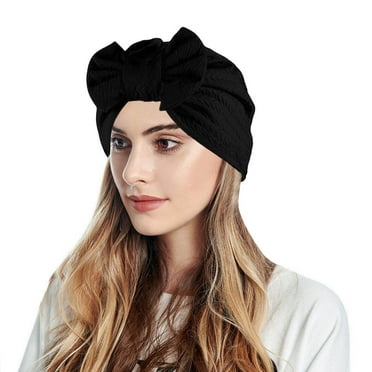 GZWYHT Baseball Caps,Trucker Hats Women Muslim Turban Hatbow Hair Bonnet Head Scarf Wrap Cover Running Hat,Unisex Baseball Cap Black